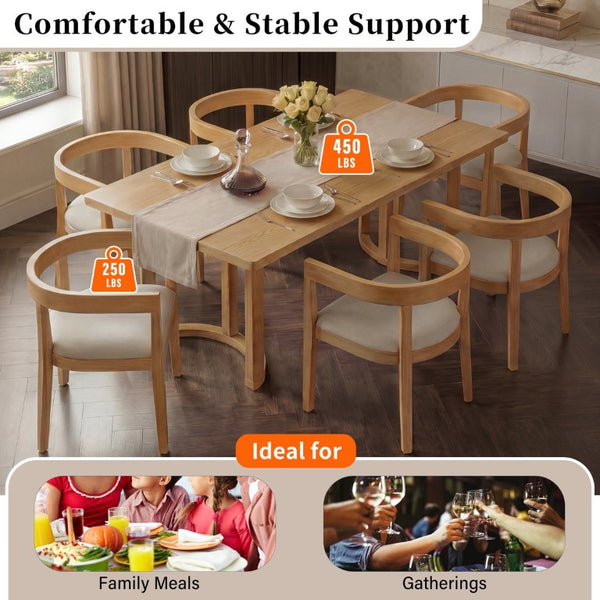 English Elm Trexm Seven Piece Farmhouse Dining Set with Oak Veneer Table and Barrel Back Chairs ST000161AAN