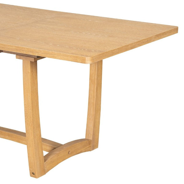 English Elm Trexm Extendable Oak Veneer Dining Set with Six Upholstered Curved Back Chairs Natural ST000162AAN