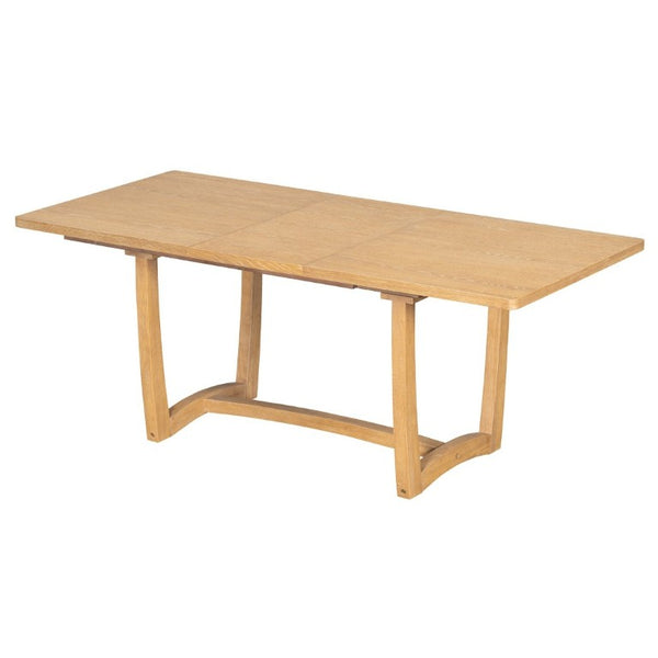 English Elm Trexm Extendable Oak Veneer Dining Set with Six Upholstered Curved Back Chairs Natural ST000162AAN