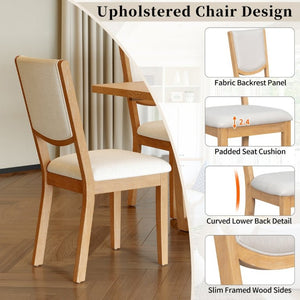 English Elm Trexm Extendable Oak Veneer Dining Set with Six Upholstered Curved Back Chairs Natural ST000162AAN