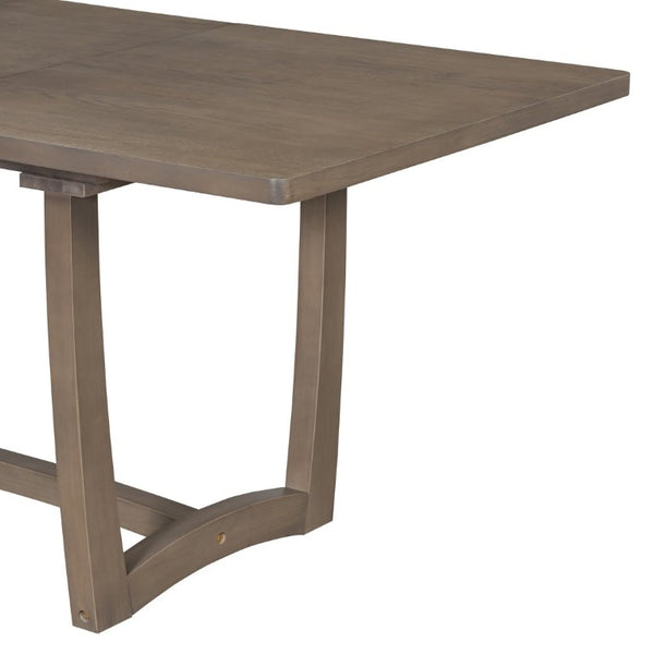 English Elm Trexm Extendable Oak Veneer Dining Set with Six Upholstered Curved Back Chairs Espresso ST000162AAP