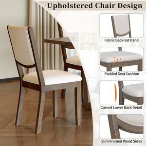 English Elm Trexm Extendable Oak Veneer Dining Set with Six Upholstered Curved Back Chairs Espresso ST000162AAP