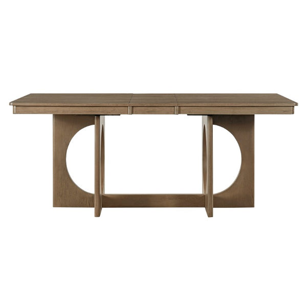English Elm Trexm Rustic Oak Veneer Extendable Dining Set Seats Six with Bench and Ladder Back Chairs ST000163AAP