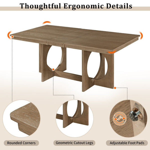 English Elm Trexm Rustic Oak Veneer Extendable Dining Set Seats Six with Bench and Ladder Back Chairs ST000163AAP