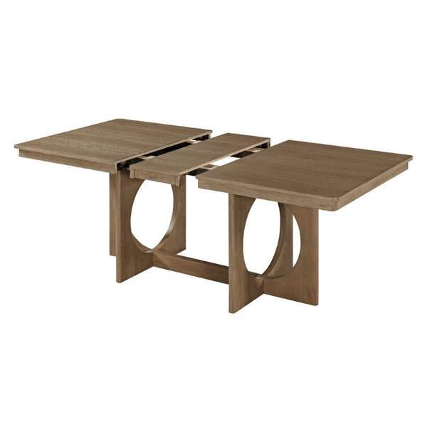English Elm Trexm Rustic Oak Veneer Extendable Dining Set Seats Six with Bench and Ladder Back Chairs ST000163AAP