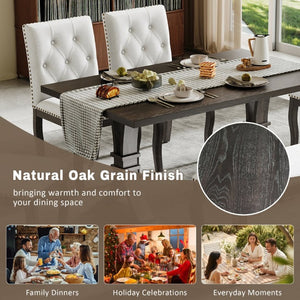 English Elm Trexm Six Piece Farmhouse Dining Set Oak Veneer Table Tufted Chairs Bench Nailhead Espresso ST000164AAB