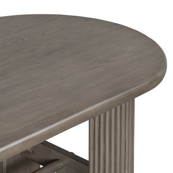 English Elm Trexm Oval Oak Veneer Dining Set Seats Six with Fluted Pedestal Base and Upholstered Chairs ST000165AAP