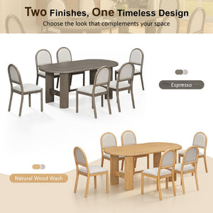 English Elm Trexm Oval Oak Veneer Dining Set Seats Six with Fluted Pedestal Base and Upholstered Chairs ST000165AAP