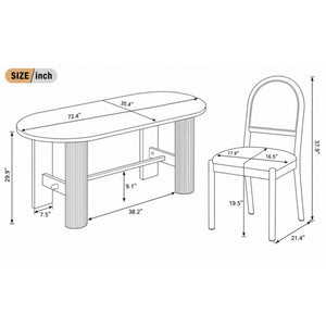 English Elm Trexm Oval Oak Veneer Dining Set Seats Six with Fluted Pedestal Base and Upholstered Chairs ST000165AAP