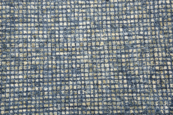 Alora Decor Storm Wool Hand-Tufted Blue Checked Rug With European Tweed Texture, Plush Durable 100% Wool Comfort 10' x 13' STMST100000090113