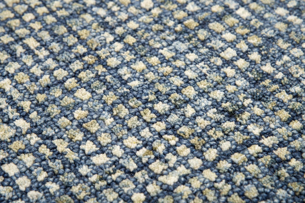 Alora Decor Storm Storm Blue Runner Wool Rug 2'6"X8' Hand-Tufted European-Inspired Checked Tweed, Dense Plushフィール STMST100000092608