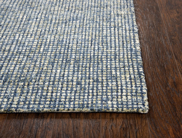 Alora Decor Storm Storm Blue Runner Wool Rug 2'6"X8' Hand-Tufted European-Inspired Checked Tweed, Dense Plushフィール STMST100000092608