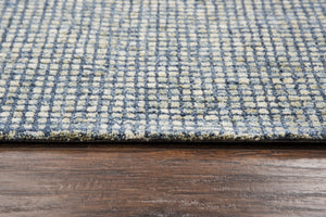 Alora Decor Storm Storm Blue Runner Wool Rug 2'6"X8' Hand-Tufted European-Inspired Checked Tweed, Dense Plushフィール STMST100000092608