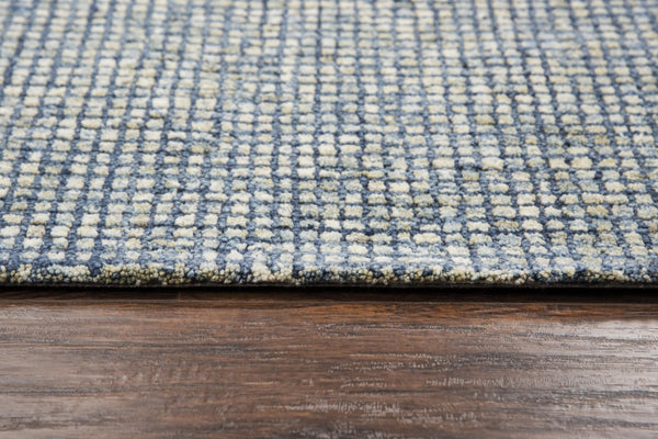 Alora Decor Storm Wool Hand-Tufted Blue Checked Rug With European Tweed Texture, Plush Durable 100% Wool Comfort 10' x 13' STMST100000090113