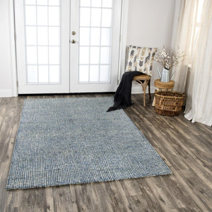 Alora Decor Storm Storm Blue Runner Wool Rug 2'6"X8' Hand-Tufted European-Inspired Checked Tweed, Dense Plushフィール STMST100000092608