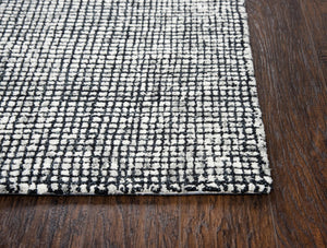 Alora Decor Storm Hand-Tufted Wool Rug With Black & White Tweed Check Texture — Plush Durable Contemporary Carpeting 10' x 13' STMST100106930113