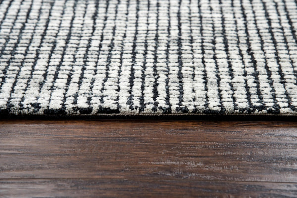 Alora Decor Storm Hand-Tufted Wool Rug With Black & White Tweed Check Texture — Plush Durable Contemporary Carpeting 10' x 13' STMST100106930113