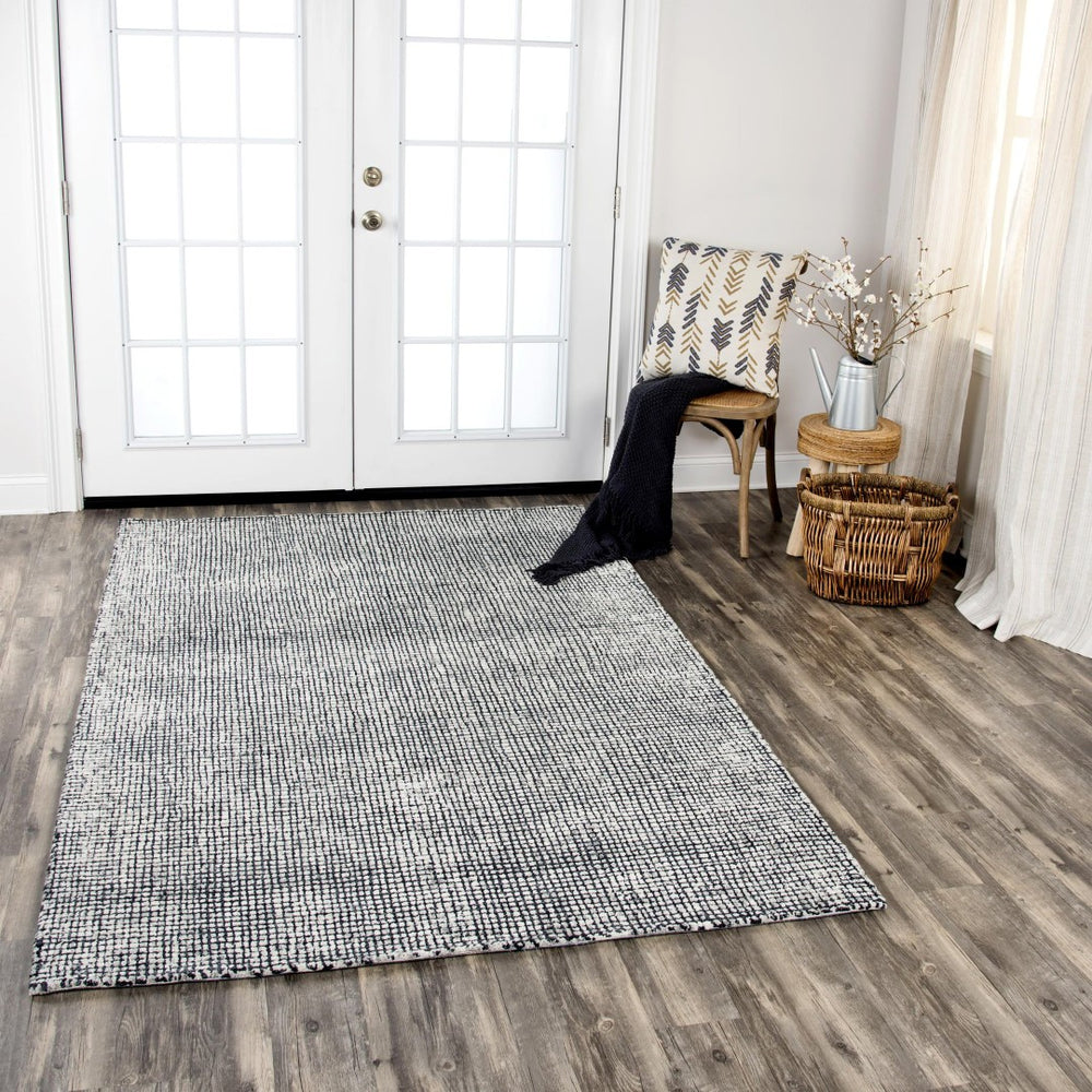 Alora Decor Storm Hand-Tufted Wool Rug With Black & White Tweed Check Texture — Plush Durable Contemporary Carpeting 10' x 13' STMST100106930113