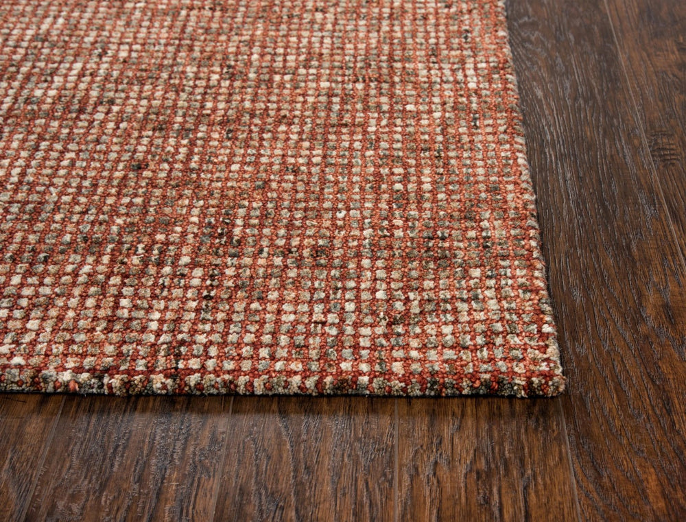 Alora Decor Storm Hand‑Tufted 100% Wool Runner Rug — Rustic Red Border, Beige‑Gray Cut‑Loop Field, Durable 2'6"×8' STMST100200702608