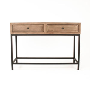 Finneas Console Small Limed Grey Oak, Black Metal ST1468-115 E272 Zentique