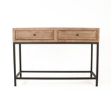 Finneas Console Small Limed Grey Oak, Black Metal ST1468-115 E272 Zentique