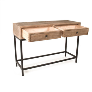 Zentique Finneas Slim Oak Console Table with Matte Metal Frame — Compact Entryway Storage & Display, 45.5" ST1468-115 E272