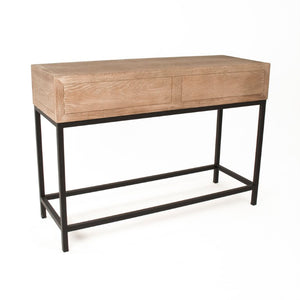 Zentique Finneas Slim Oak Console Table with Matte Metal Frame — Compact Entryway Storage & Display, 45.5" ST1468-115 E272