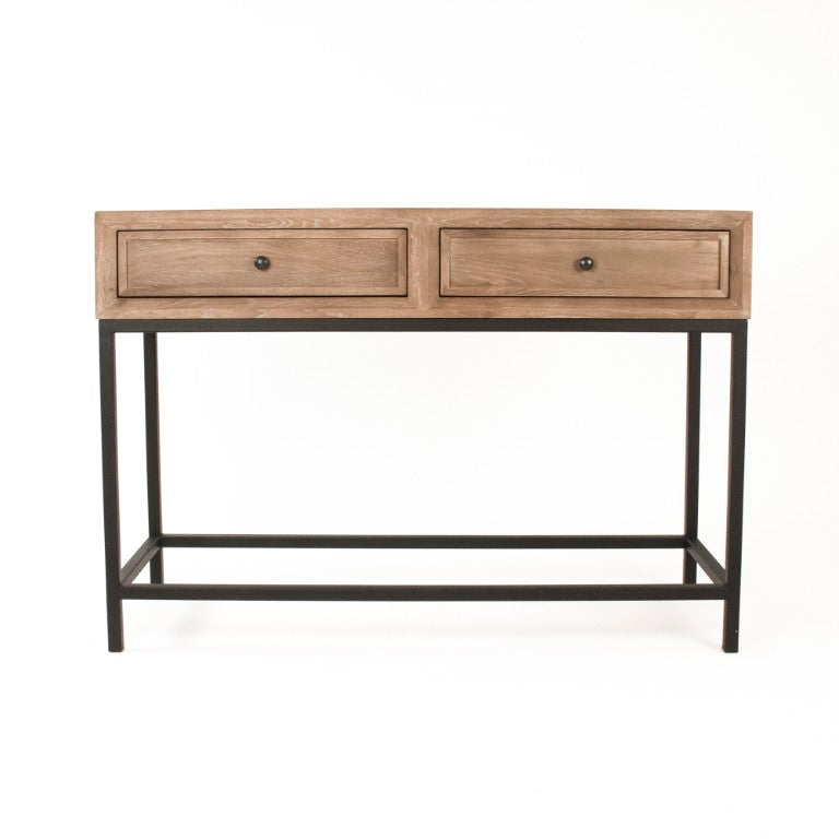 Zentique Finneas Slim Oak Console Table with Matte Metal Frame — Compact Entryway Storage & Display, 45.5" ST1468-115 E272