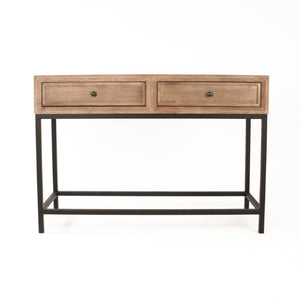 Zentique Finneas Slim Oak Console Table with Matte Metal Frame — Compact Entryway Storage & Display, 45.5" ST1468-115 E272