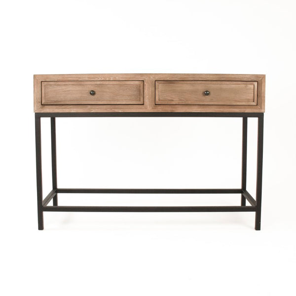 Zentique Finneas Slim Oak Console Table with Matte Metal Frame — Compact Entryway Storage & Display, 45.5" ST1468-115 E272
