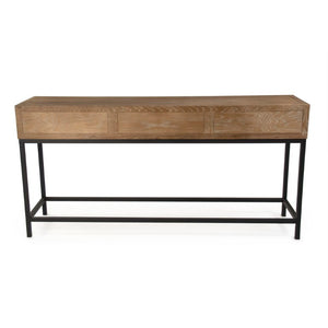 Zentique Finneas Modern Oak Console Table with Metal Frame — Slim Entryway Storage, Warm Oak & Matte Metal Finish ST1468-165 E272
