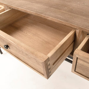 Zentique Finneas Modern Oak Desk with Powder-Coated Metal Frame — Spacious 65" Workstation, Durable Design ST1468-Writing Desk