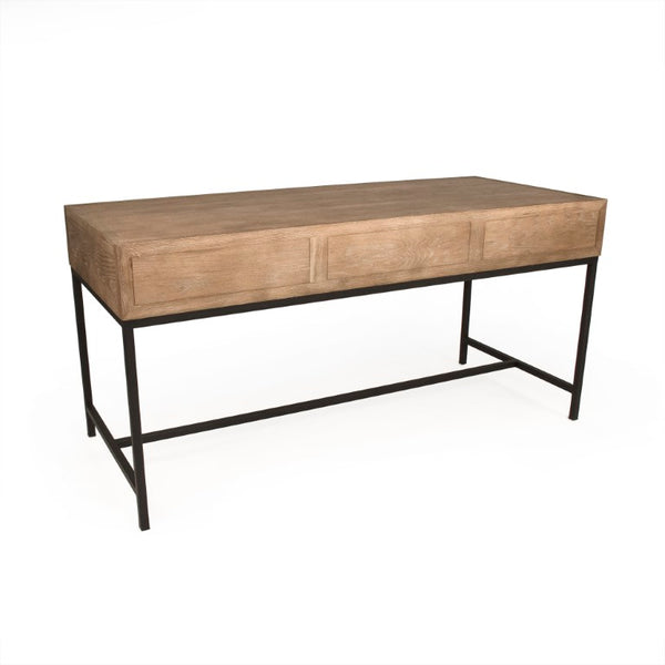 Zentique Finneas Modern Oak Desk with Powder-Coated Metal Frame — Spacious 65" Workstation, Durable Design ST1468-Writing Desk