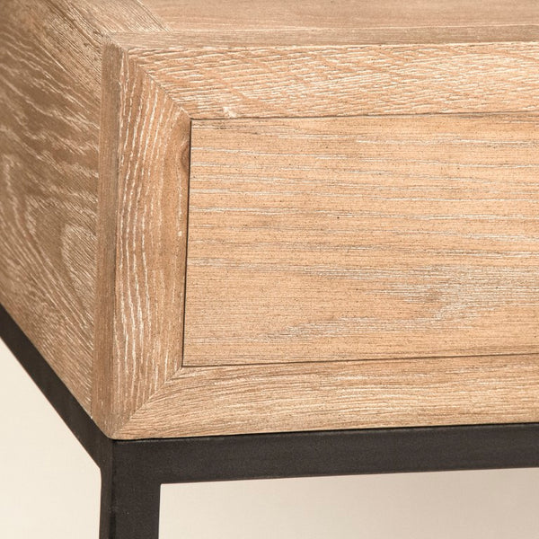 Zentique Finneas Modern Oak Desk with Powder-Coated Metal Frame — Spacious 65" Workstation, Durable Design ST1468-Writing Desk
