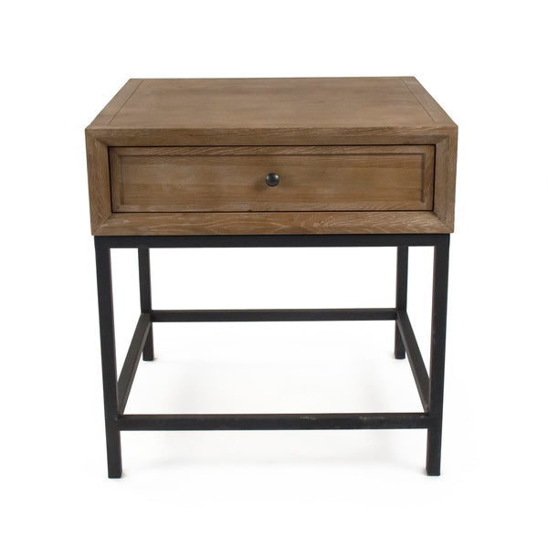 Finneas Side Table Limed Grey Oak, Black Metal ST1468 E272-2 Zentique