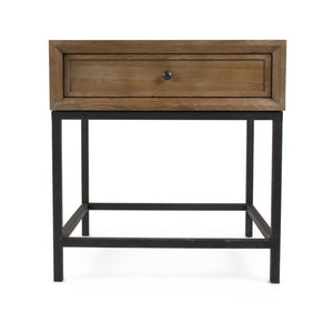 Finneas Side Table Limed Grey Oak, Black Metal ST1468 E272-2 Zentique