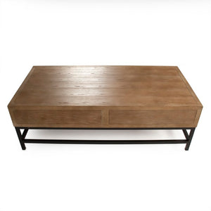 Zentique Finneas Solid Oak Coffee Table with Matte Metal Frame — Minimalist Low-Profile Centerpiece, Durable Elegance ST1468 E272