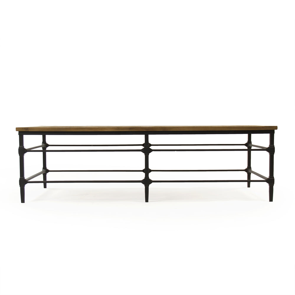 Aveline Coffee Table Distressed Pine, Black Metal ST377 Zentique