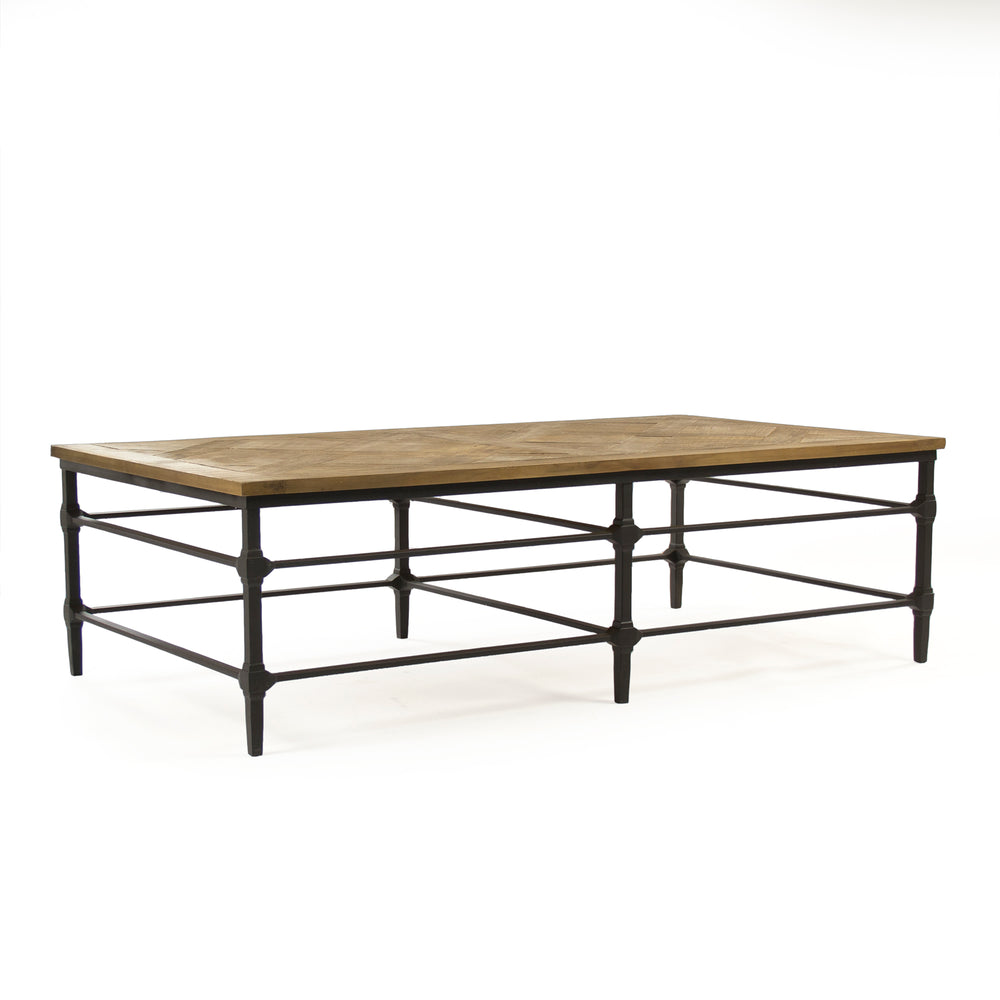 Aveline Coffee Table Distressed Pine, Black Metal ST377 Zentique