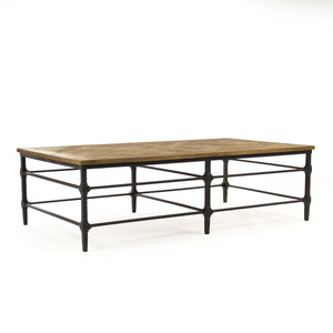 Aveline Coffee Table Distressed Pine, Black Metal ST377 Zentique