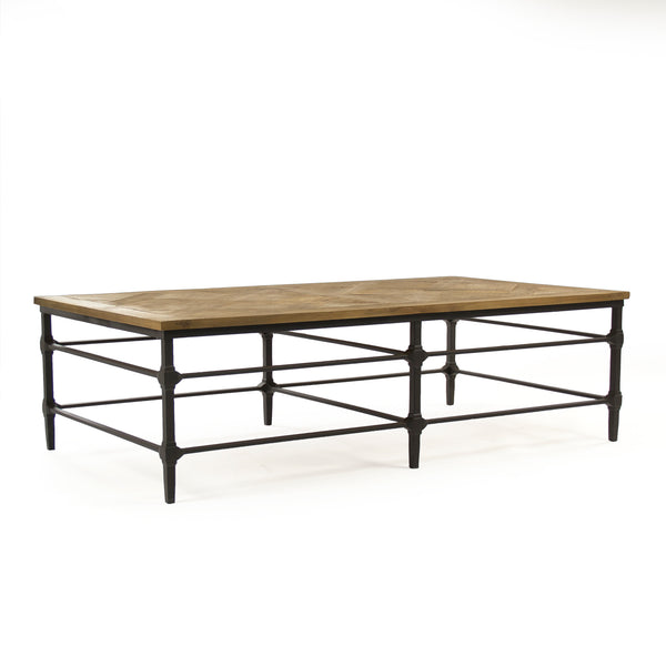 Aveline Coffee Table Distressed Pine, Black Metal ST377 Zentique