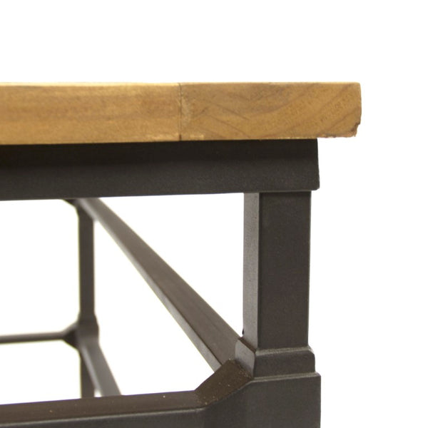 Zentique Aveline Solid Pine Coffee Table with Powder-Coated Metal Base, Low-Profile Industrial Modern Design ST377