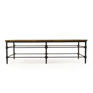 Zentique Aveline Solid Pine Coffee Table with Powder-Coated Metal Base, Low-Profile Industrial Modern Design ST377