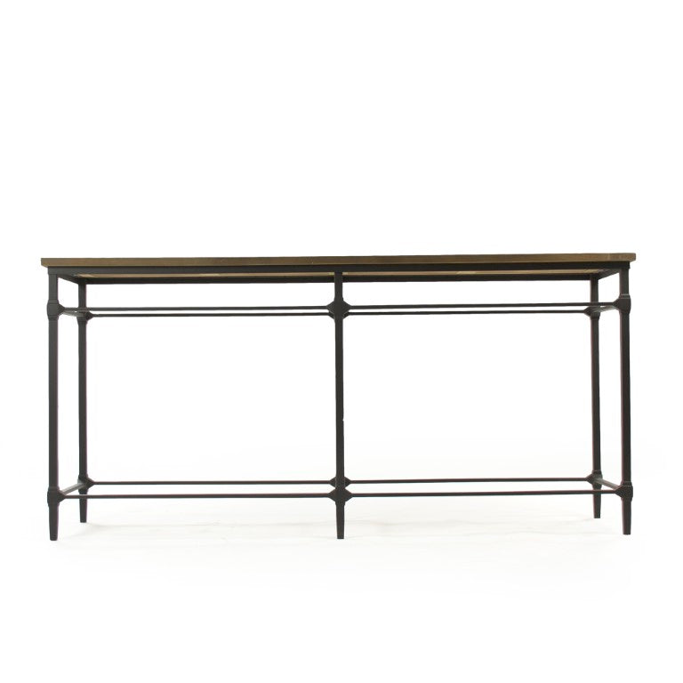 Zentique Aveline Solid Pine Top Console Table with Metal Base — Industrial-Modern Entryway Storage 70.5" ST380 701