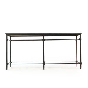 Zentique Aveline Solid Pine Top Console Table with Metal Base — Industrial-Modern Entryway Storage 70.5" ST380 701