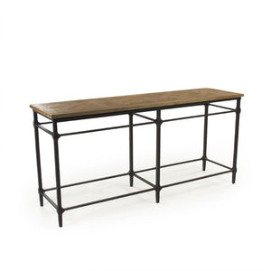 Zentique Aveline Solid Pine Top Console Table with Metal Base — Industrial-Modern Entryway Storage 70.5" ST380 701