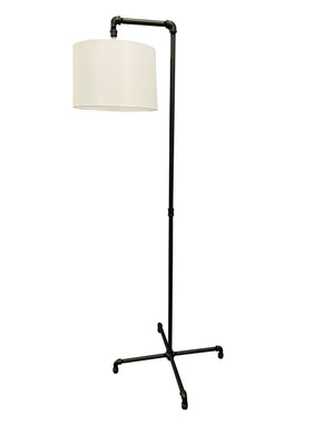 House Of Troy Studio Industrial Downbridge Floor Lamp With Elegant Fabric Shade For Modern Home Decor Appeal Black Metal St601-blk