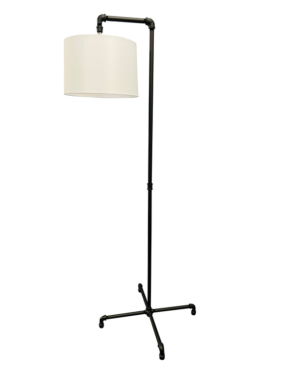 House Of Troy Studio Industrial Downbridge Floor Lamp With Elegant Fabric Shade For Modern Home Decor Appeal Black Metal St601-blk