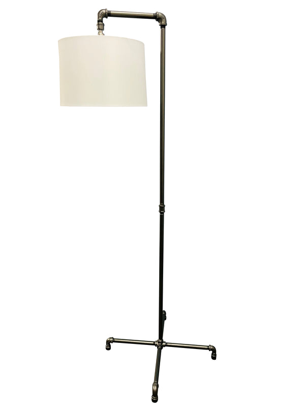 House Of Troy Studio Industrial Downbridge Floor Lamp With Elegant Fabric Shade For Modern Home Decor Appeal Granite Metal St601-gt