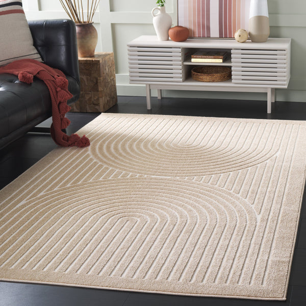 Safavieh Stella Contemporary Beige & Ivory Area Rug, Low-Profile Power-Loomed Polypropylene, Durable Elegance 6'-0" x 9'-0" STA113B-6
